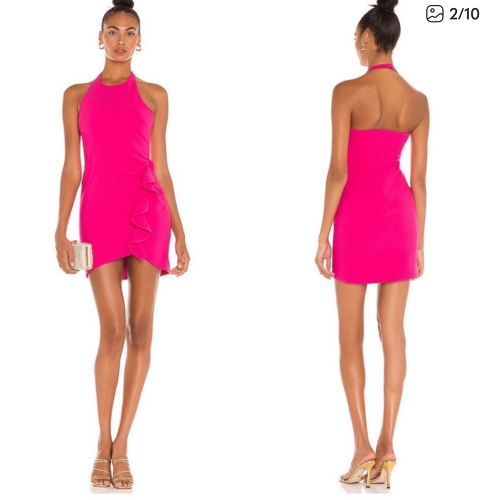 LIKELY Fraya Ruffled Halter Fuchsia pink mini dress‎ party going out Barbie sz 8